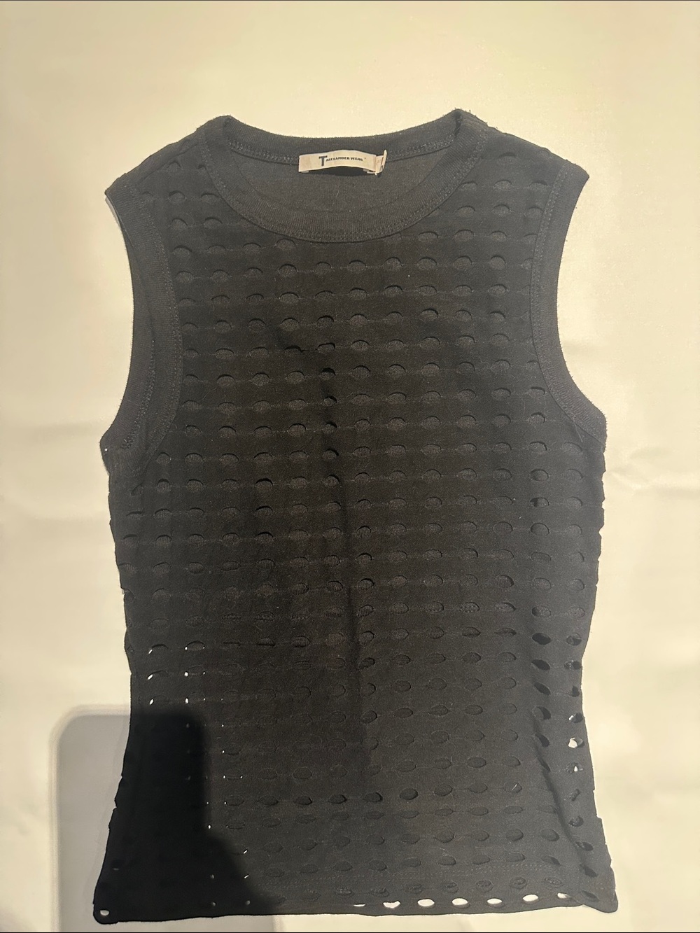 Alexander Wang Black Eyelet Knit Sleeveless Tank